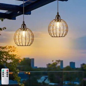 Hanging Lantern Lights for Patio or Gazebo - 2 Pack