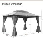 LAUSAINT HOME 10'x13' Outdoor Patio Gazebo with Netting