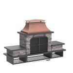 Sunjoy Outdoor Wood Burning Patio Fireplace Set