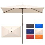 Beige 6.6x10ft Rectangular Patio Umbrella with Tilt