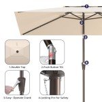 Beige 6.6x10ft Rectangular Patio Umbrella with Tilt