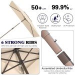 Beige 6.6x10ft Rectangular Patio Umbrella with Tilt