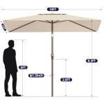 Beige 6.6x10ft Rectangular Patio Umbrella with Tilt