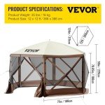 VEVOR 12ft Pop-up Gazebo Canopy with Mesh Windows