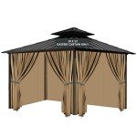 10'X12' Waterproof Gazebo Privacy Curtains, Brown