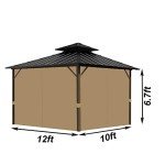 10'X12' Waterproof Gazebo Privacy Curtains, Brown
