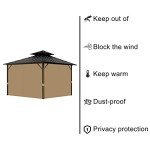 10'X12' Waterproof Gazebo Privacy Curtains, Brown