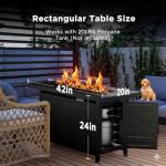 42 Inch Gas Fire Pit Table with Steel Lid