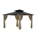 10'X12' Waterproof Gazebo Privacy Curtains, Brown
