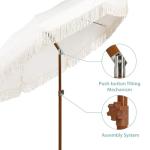 7ft Outdoor Patio Umbrella with Tassels - White