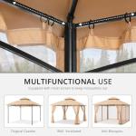 Beige Patio Gazebo Mosquito Netting Screen Walls