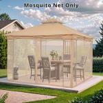 Beige Patio Gazebo Mosquito Netting Screen Walls