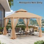 Beige Patio Gazebo Mosquito Netting Screen Walls