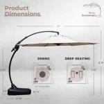 11FT Cantilever Patio Umbrella with Base - Champagne