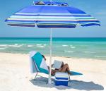 AMMSUN 7ft Heavy Duty Beach Umbrella with Tilt