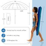 7.5ft Heavy Duty Beach Umbrella with Tilt Feature