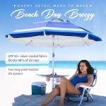 7ft Heavy Duty Beach Umbrella with Table Tray