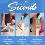 7ft Heavy Duty Beach Umbrella with Table Tray