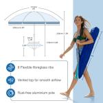 7ft Heavy Duty Beach Umbrella with Table Tray