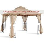 Beige Patio Gazebo Mosquito Netting Screen Walls