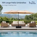 15ft Double-Sided Patio Umbrella for Outdoors