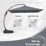 10x10 FT Charcoal Sunbrella Offset Patio Umbrella