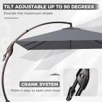10x10 FT Charcoal Sunbrella Offset Patio Umbrella