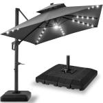 10x10ft Square Cantilever Patio Umbrella with Lights