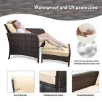 5-Piece Rattan Patio Conversation Set with Cushions