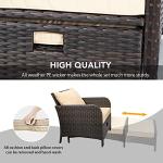 5-Piece Rattan Patio Conversation Set with Cushions