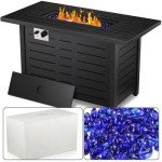 42" Outdoor Propane Fire Pit Table with Lid