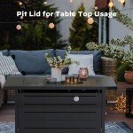 42 Inch Gas Fire Pit Table with Steel Lid