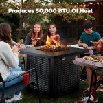 Ciays 32 Inch Propane Fire Pit Table - Black
