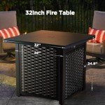 Ciays 32 Inch Propane Fire Pit Table - Black
