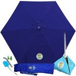 All-In-One Beach Umbrella with Ultra Base - Deep Ocean Blue