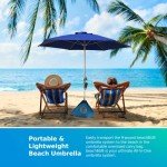 All-In-One Beach Umbrella with Ultra Base - Deep Ocean Blue