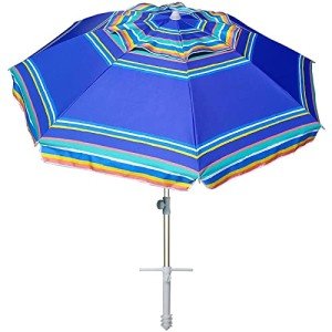 AMMSUN 7ft Heavy Duty Beach Umbrella with Tilt