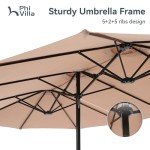 15ft Double-Sided Patio Umbrella for Outdoors