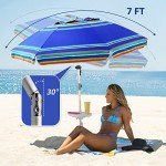 AMMSUN 7ft Heavy Duty Beach Umbrella with Tilt