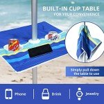 7ft Heavy Duty Beach Umbrella with Table Tray