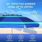 7ft Heavy Duty Beach Umbrella with Table Tray