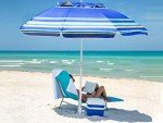 AMMSUN 7ft Heavy Duty Beach Umbrella with Tilt