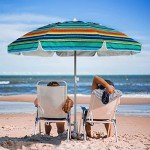 AMMSUN 6.5ft Heavy-Duty Beach Umbrella with Bag