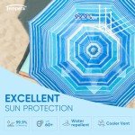 High Wind Beach Umbrella with Sand Anchor & Tilt