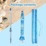 High Wind Beach Umbrella with Sand Anchor & Tilt