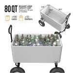 VINGLI 80 Quart Rolling Patio Cooler Cart