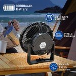 Rechargeable LED Camping Fan with Hanging Hook