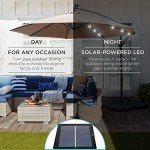 10ft Solar LED Offset Patio Umbrella - Tan