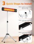 Electric Patio Heater with Remote Control, 1500W