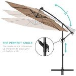10ft Solar LED Offset Patio Umbrella - Tan
